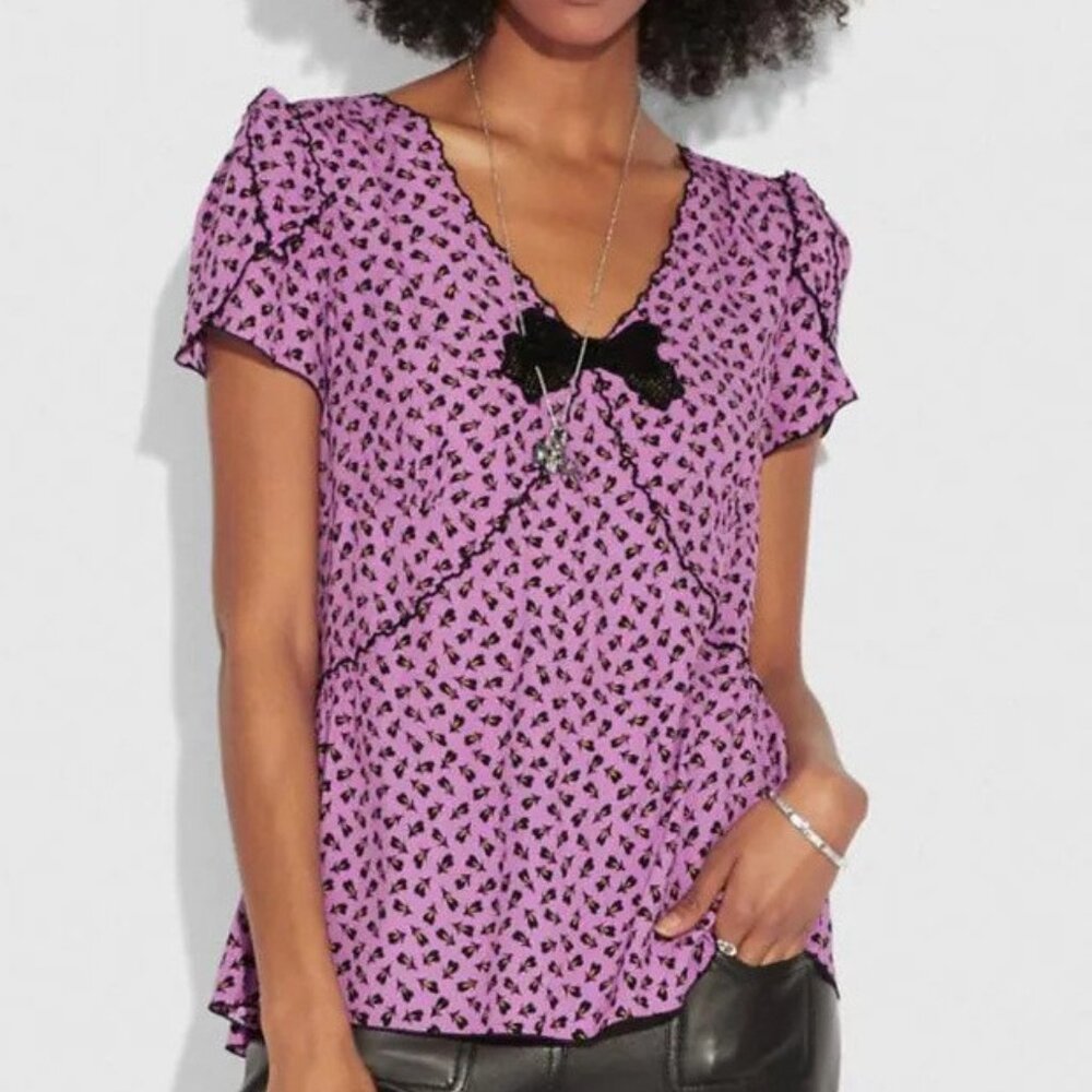 Coach purple top with bow details size 0